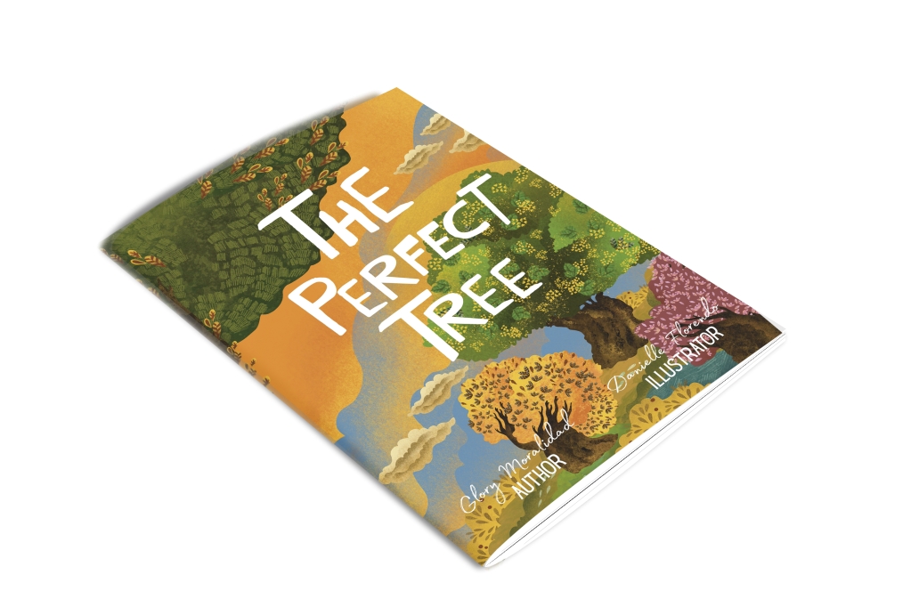 Mockup of the children's book The Perfect Tree against a white background